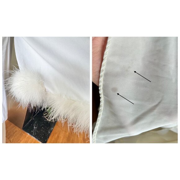 RARE vintage 1970s peignoir, marabou feather trim, angel sleeves, glam Hollywood - Picture 9 of 9